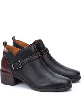 NEW PIKOLINOS Women’s Malaga Leather Ankle Booties – Size 10/10.5 – Black/Brown